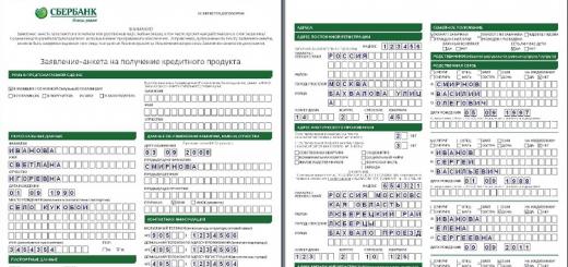 Application form for a home loan from Sberbank Sberbank loan application form